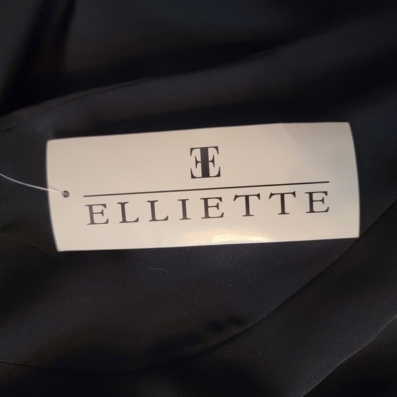 VTG ELLIETTE Silk Sheath Modest Dress Gown Black Embellish Neck Sleeveless Sz 10 - Picture 10 of 14